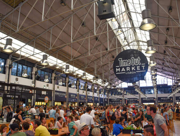Market People at the Time Out Market, a popular foodie attraction in Lisbon, Portugal.