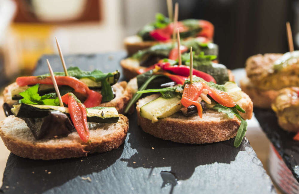 Several Spanish tapas called pintxos of the Basque country