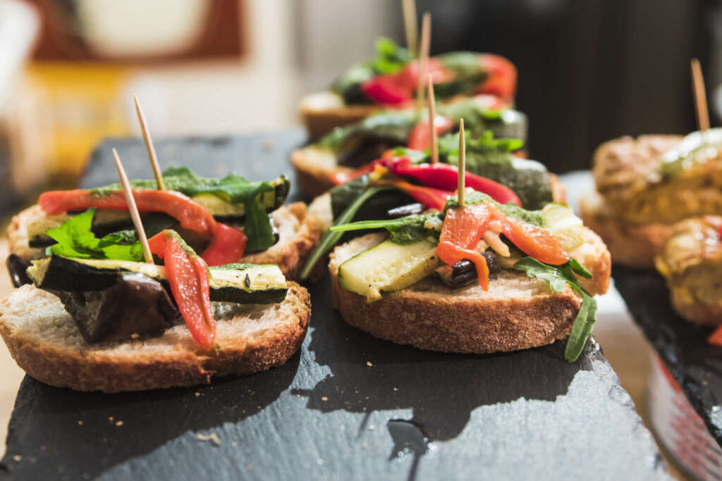 Several Spanish tapas called pintxos of the Basque country