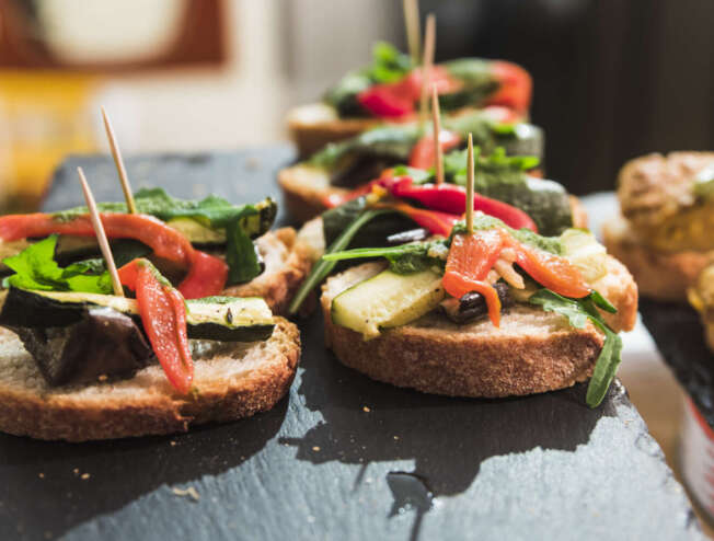 Several Spanish tapas called pintxos of the Basque country