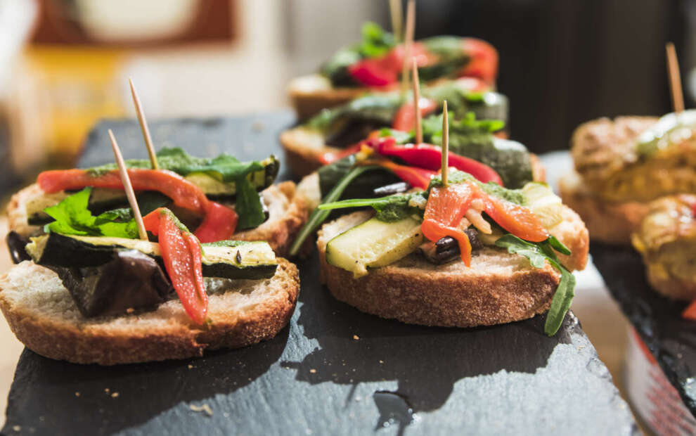 Several Spanish tapas called pintxos of the Basque country
